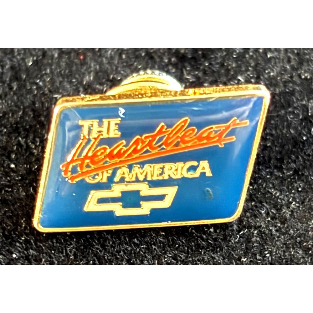 Vintage Chevrolet Heartbeat of America Lapel Pin Chevy Bowtie GM Advertising